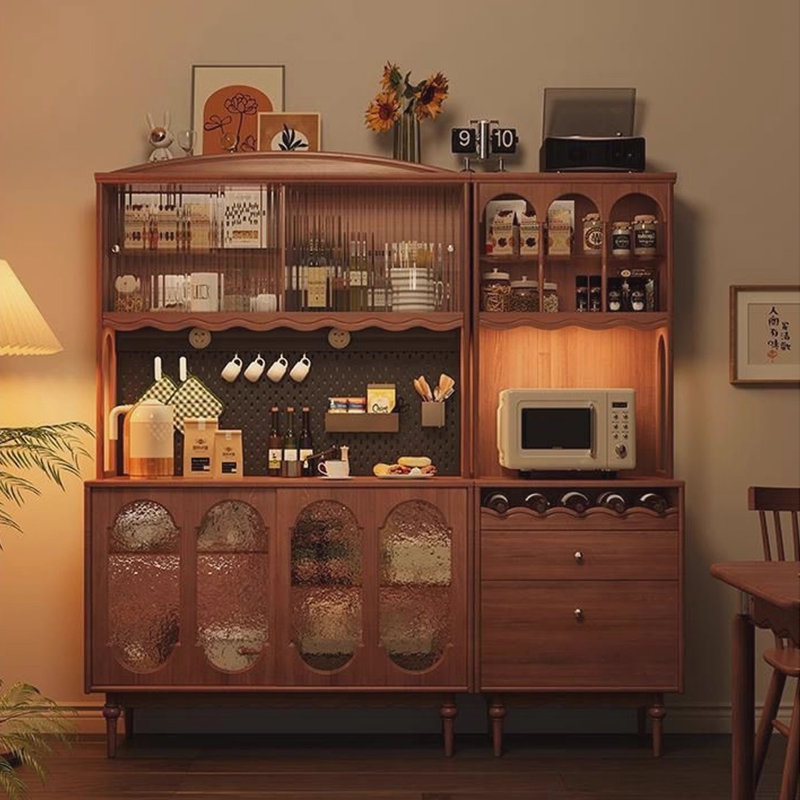 Buffet en bois massif brun et verre
