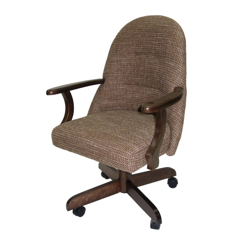 Chaise avec accoudoirs en brun Chenard, Tissu carreauté
