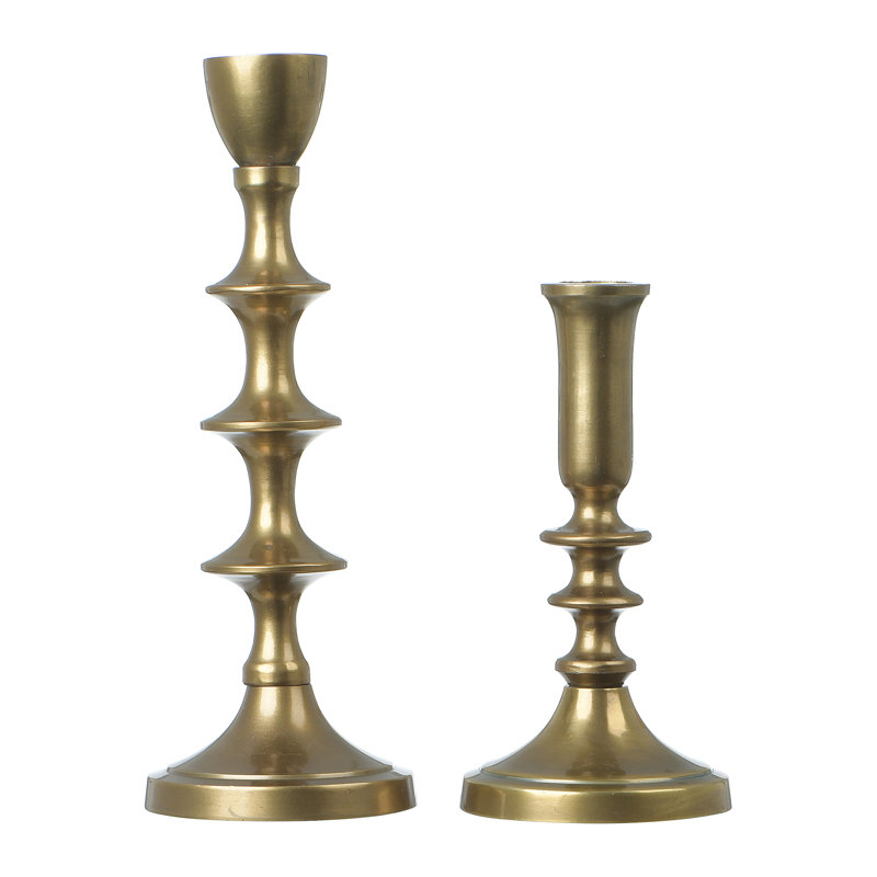2 Piece Aluminum Tabletop Candlestick Set