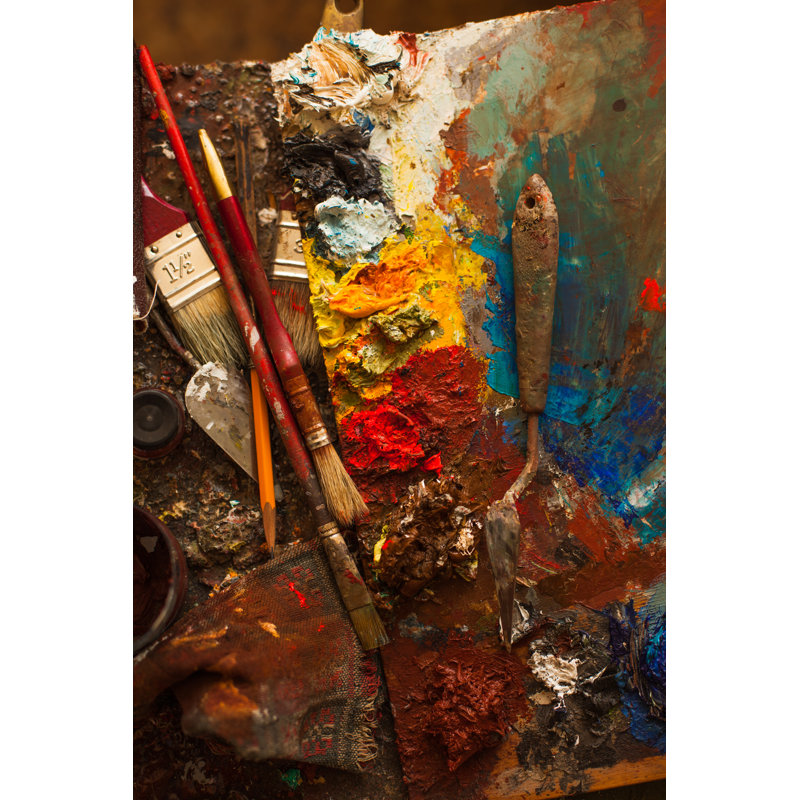 Paints, Palette And Brushes - Wrapped Canvas Print, 46cm H x 30cm W x 3.8cm D
