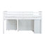 Lit mezzanine simple avec bureau, tiroirs, armoire et tablettes, bois d'hévéa massif, lit mezzanine pour enfants avec rangement-1735385756