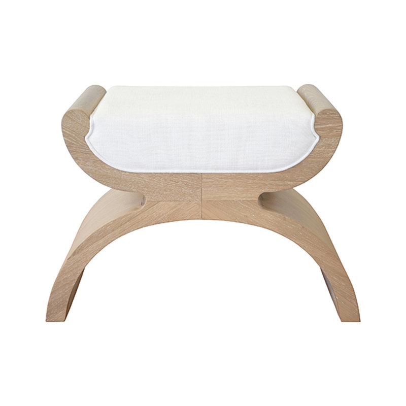 Janna Upholstered Utility Stool, Cerused Oak