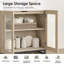 Armoire d'appoint moderne avec 2 portes en verre, commode d'appoint multifonctionnelle avec grand rangement et tablette réglable-934409832