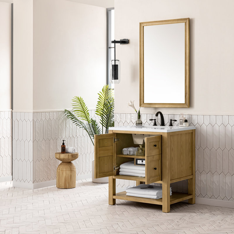 Breckenridge 30'' W Single Vanity, White Zeus, Light Natural Oak, 8" Widespread