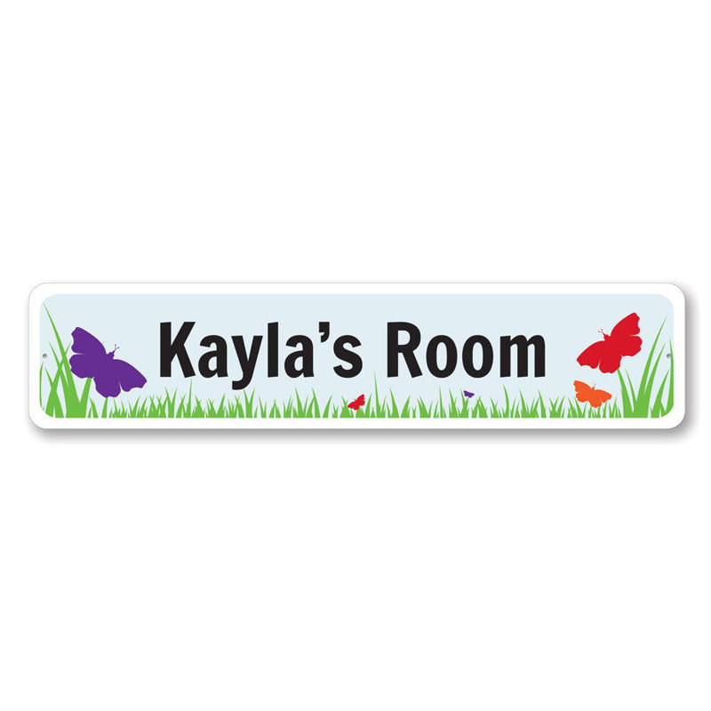 Plaque en métal Butterfly Room, H 6 po x l 24 po x P 0,06 po