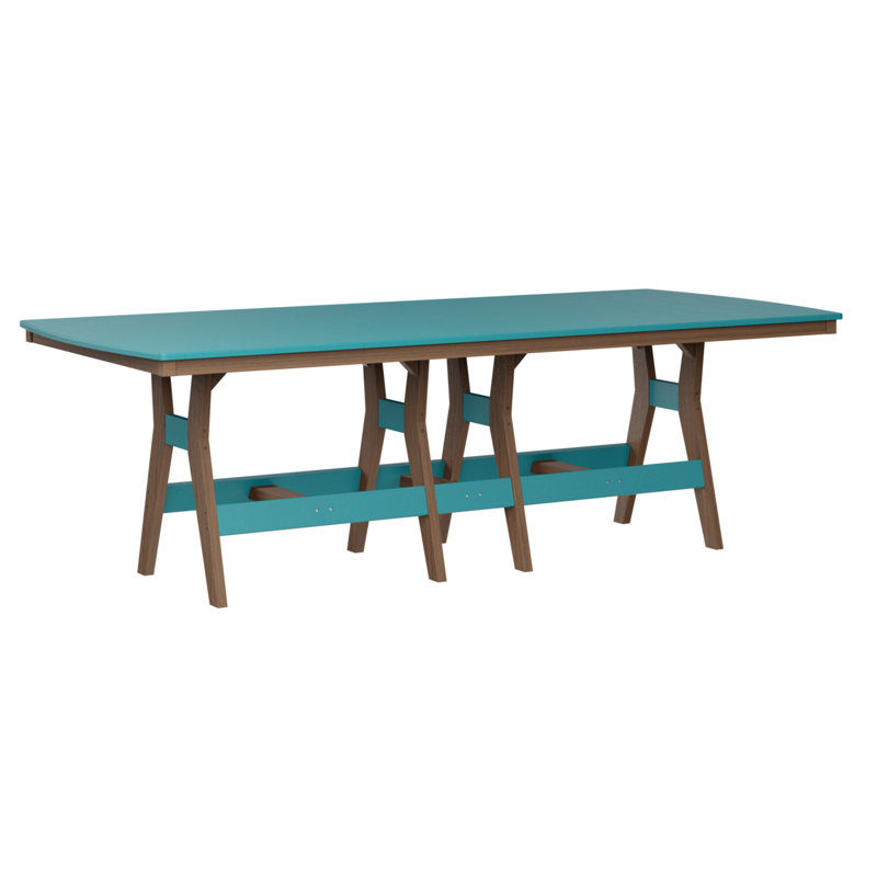 Harbor Outdoor Dining Table, Antique Mahogany, Aruba Blue
