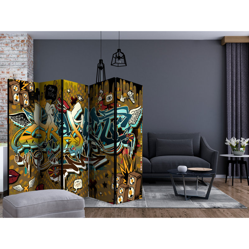 225cm W x 172cm H 5 - Panel  One Sided Room Divider Folding Room Divider