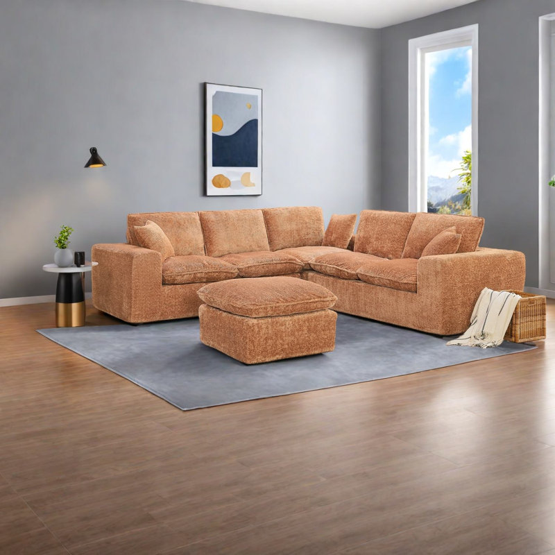 Canapé modulaire confortable, canapé modulaire orange, conception de salon moderne