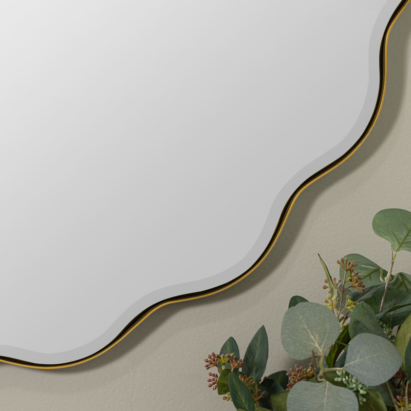 Cleo Scalloped Metal Mirror, Gold