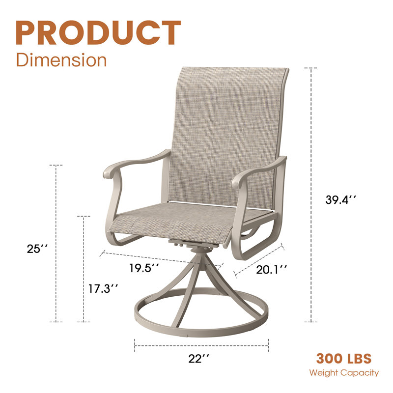 Fauteuil de patio pivotant Tylo, Coquille de sable / beige