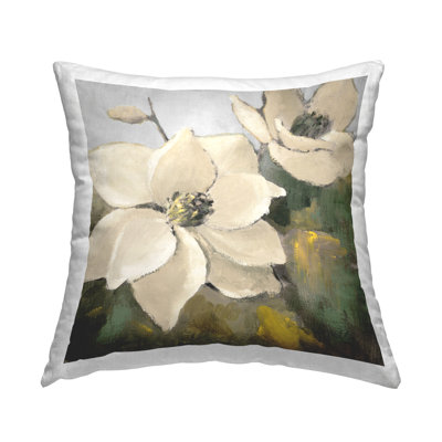 Coussin décoratif imprimé "Two Magnolia Blossoms" par Lanie Loreth