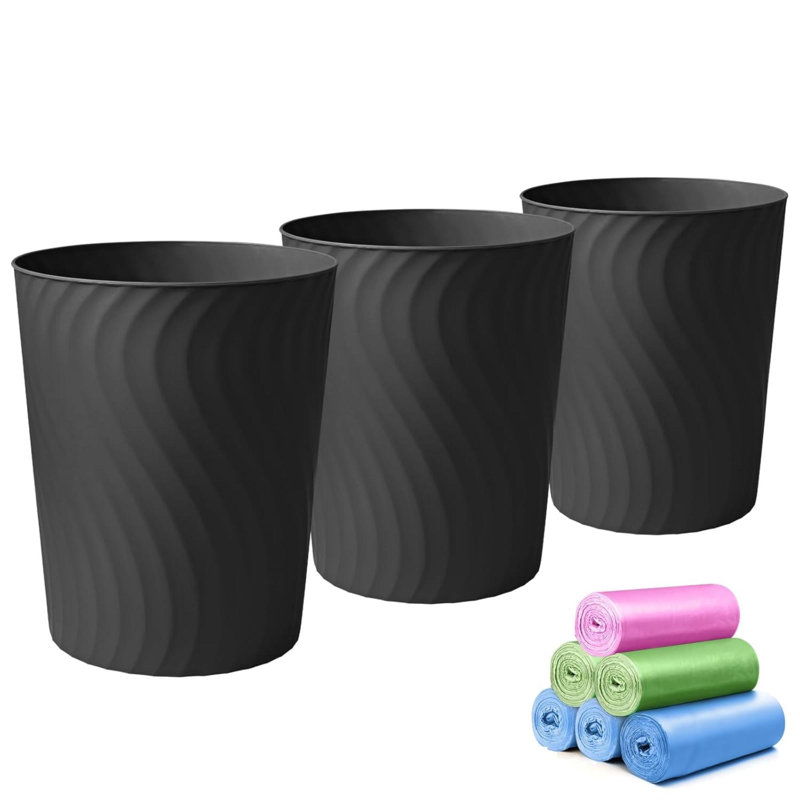 Poubelle, poubelle de salle de bain de 1,8 gallon, paquet de 3, poubelle mince, poubelle ronde, poubelle en plastique pour cuisine, dortoir, chambre à coucher, bureau, salon, bureau, espaces compacts