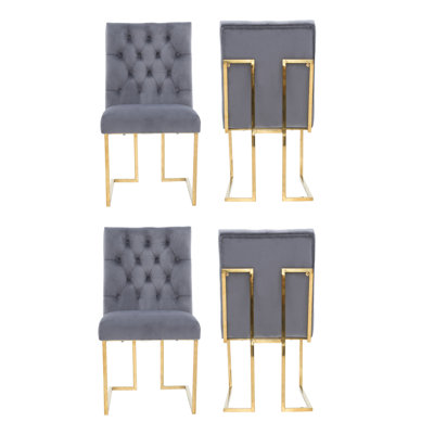 Luxury Tufted Velvet Dining Chair With Gold Frame
