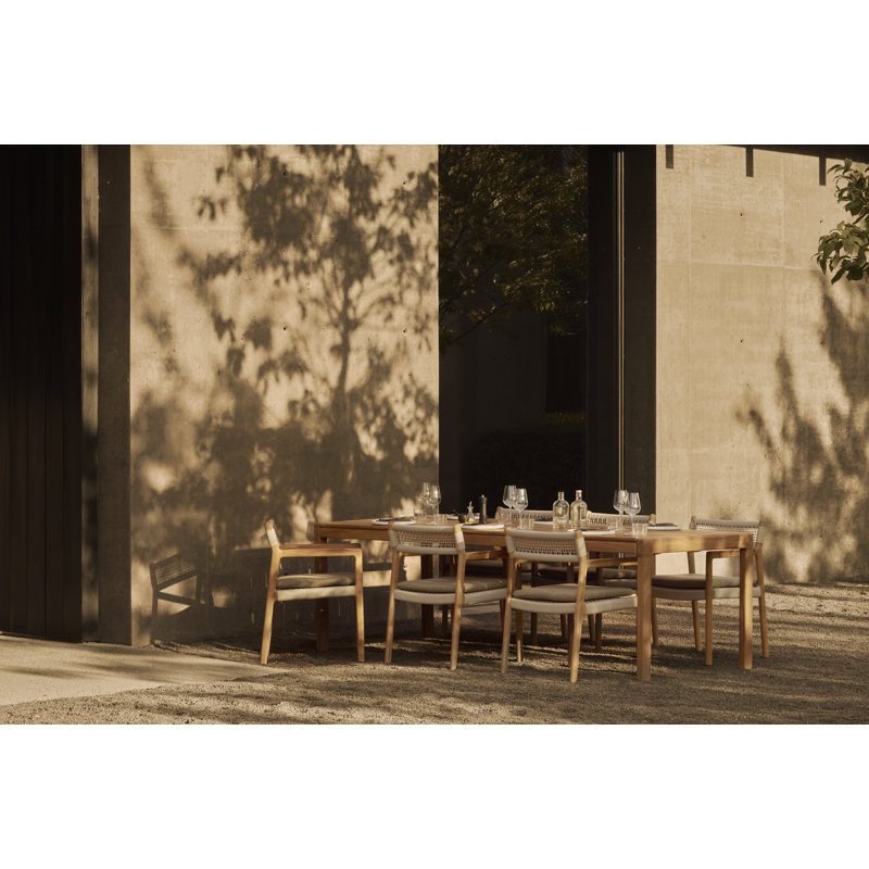 Jack Woven outdoor dining chair - teak - Beige cord - Silt fabric