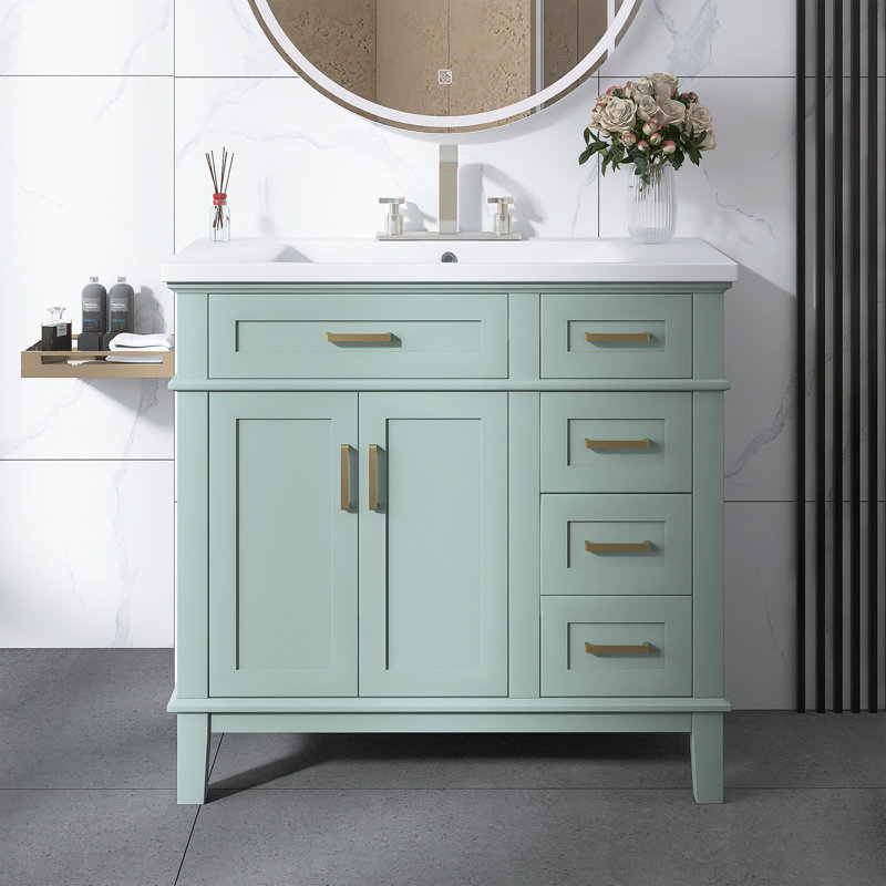 Meuble-lavabo autoportant 36 po avec lavabo en céramique 36 po, Vert