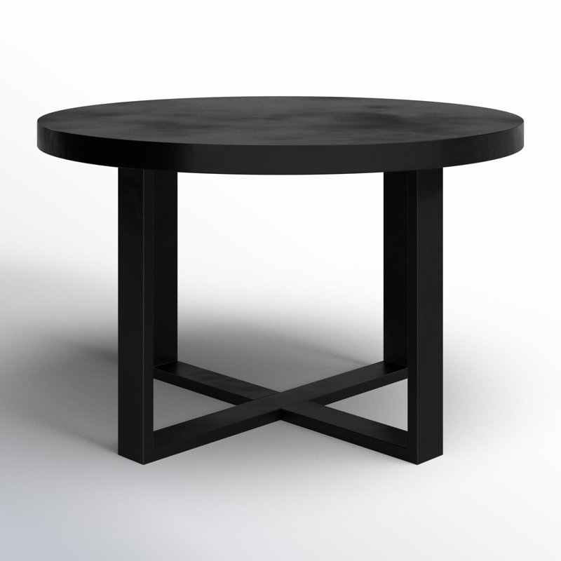 Maisara 47'' Black Stone and Steel Outdoor Dining Table