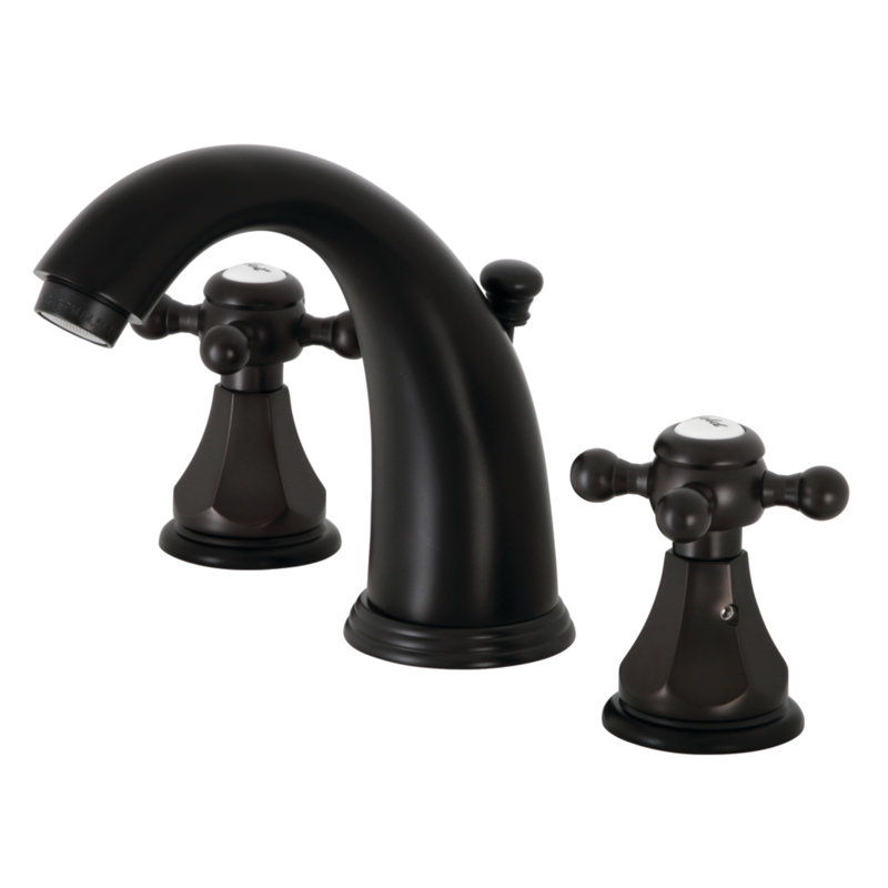 Kingston Brass Metropolitan Two-Handle 3-Hole Deck Mount Widespread Bathroom Faucet with Retail Pop-Up Drain, Matte Black