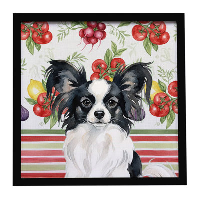Black and White Papillon Vegetables Framed Metal Print