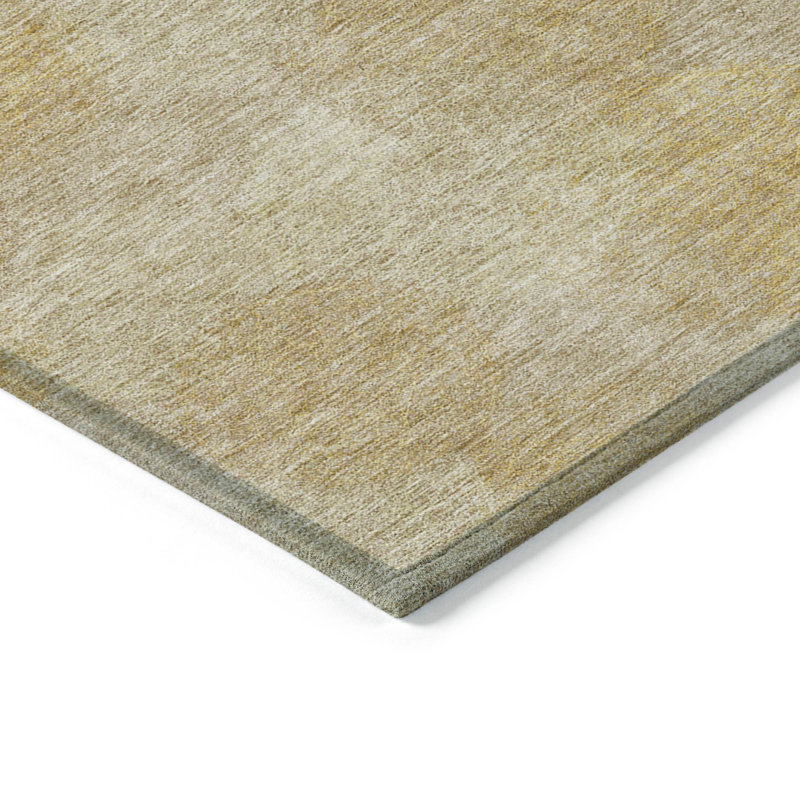 Tapis intérieur lavable à pois beige et blé doré 10 pi x 14 pi