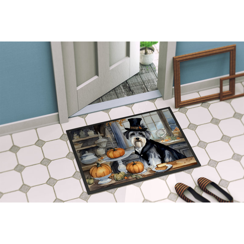 Schnauzer Fall Kitchen Pumpkins Doormat DAC1809, L 18 po x L 27 po