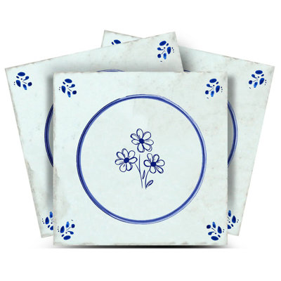 Carreau de mosaïque floral auto-adhésif en vinyle 5 po x 5 po