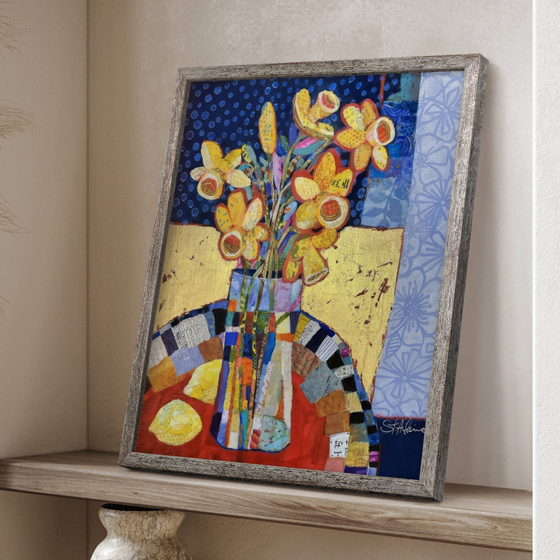 Papier mâché Arrangment III, reproduction encadrée - bois massif, H 30 po x l 24 po