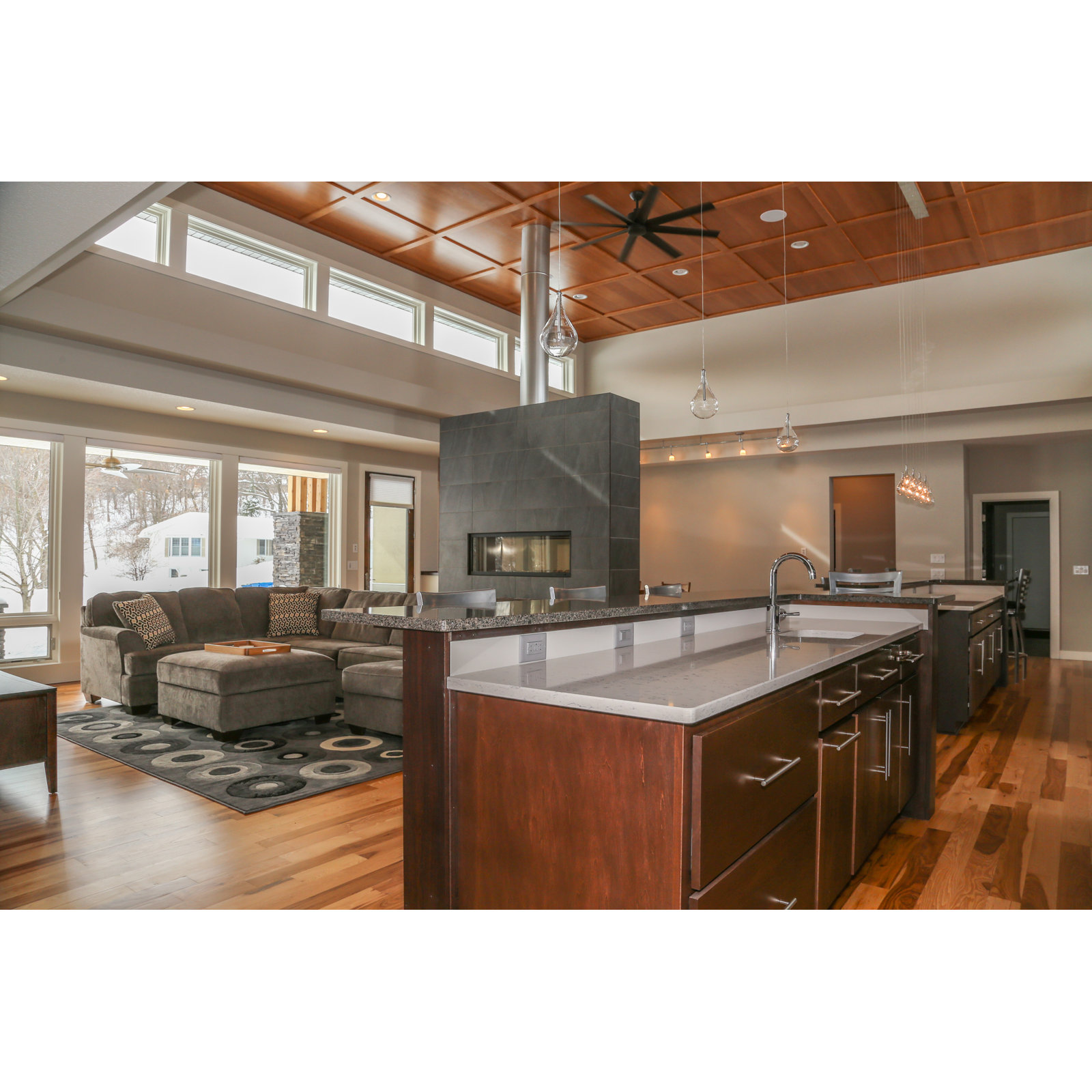 Deva 9 Light Glass Dimmable Pendant, LED