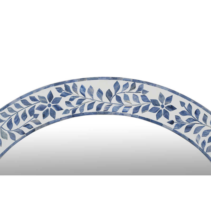 Miroir rond 34 po Blue Leaf, 34 po x 34 po