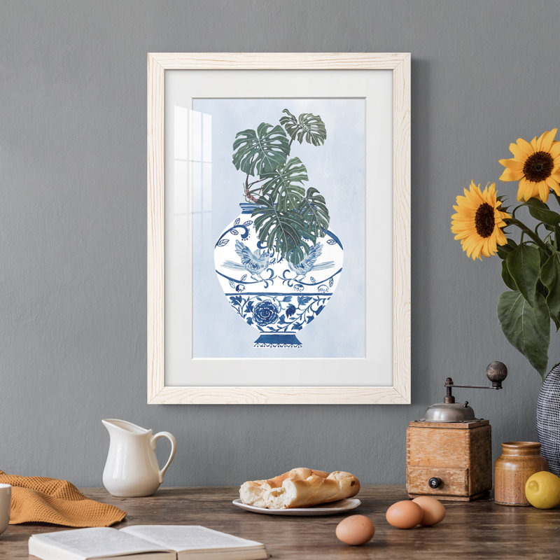 Vase au clair de lune II - peinture encadrée, Cadre blanc, H 38 po x l 28 po x P 1 po