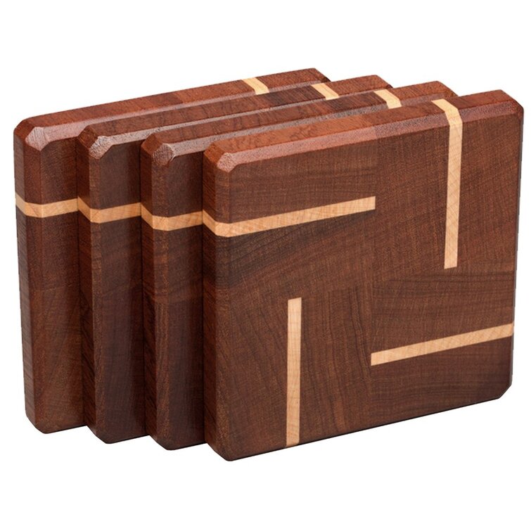 Wooden Coasters 4 (18 Shape / Wood Options) 4-Pack Mahogany / Square