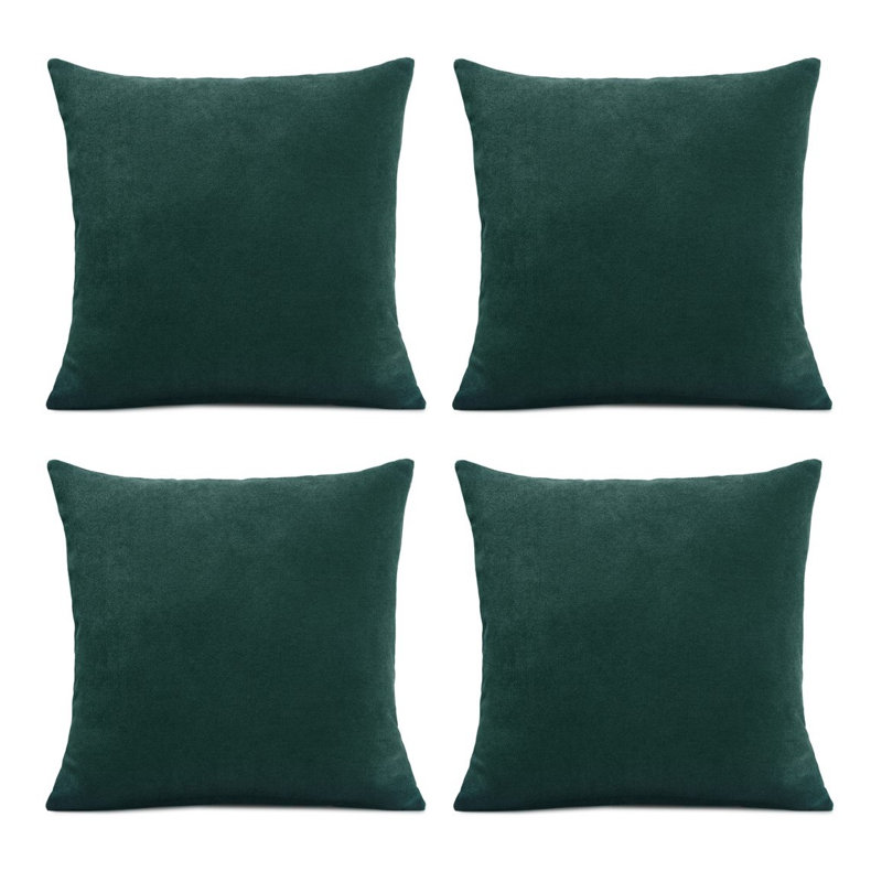 Nalaiyah Velvet Chenille Cushion Covers with Filler Pads, Green