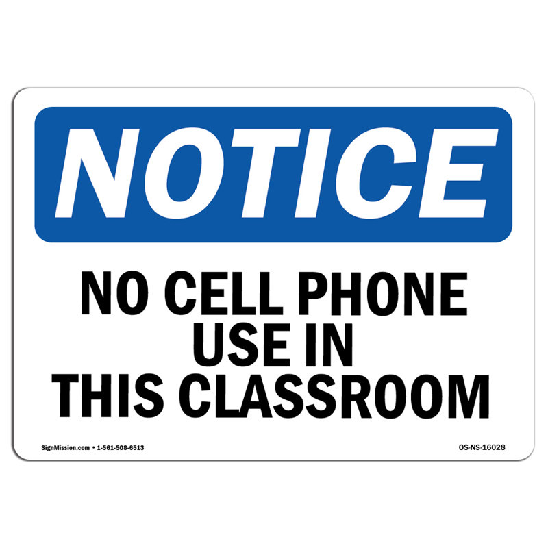 AVIS Aucune utilisation de téléphone cellulaire dans cet autocollant de classe 14 po x 10 po