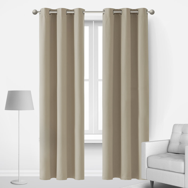 Lompoc Room Darkening Grommet Curtain Panels, Beige, 42" W x 54" L