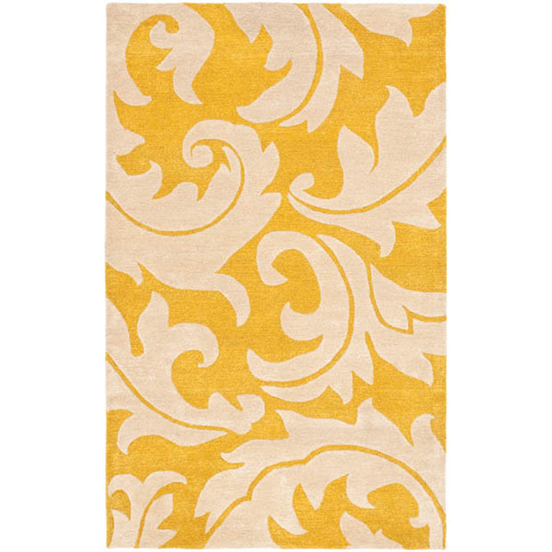 Tapis floral en laine / viscose touffeté à la main Soho, Rectangle 3 pi 6 po x 5 pi 6 po