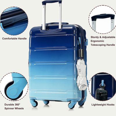 Luggage Sets 5 Piece, 20-inch with USB Port, ABS Durable Suitcase with Travel Bag, ABS+PC Hard Shell Luggage with Spinner Wheels