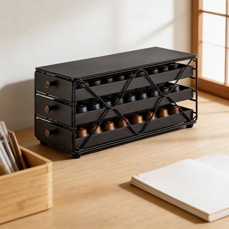 Organisateur de tiroir de rangement Pod, support de comptoir à 3 niveaux avec capacité de 90 capsules pour la cuisine et le bureau