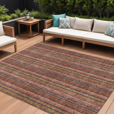 Tapis intérieur lavable rayé bourgogne et rose 9 'X 12'