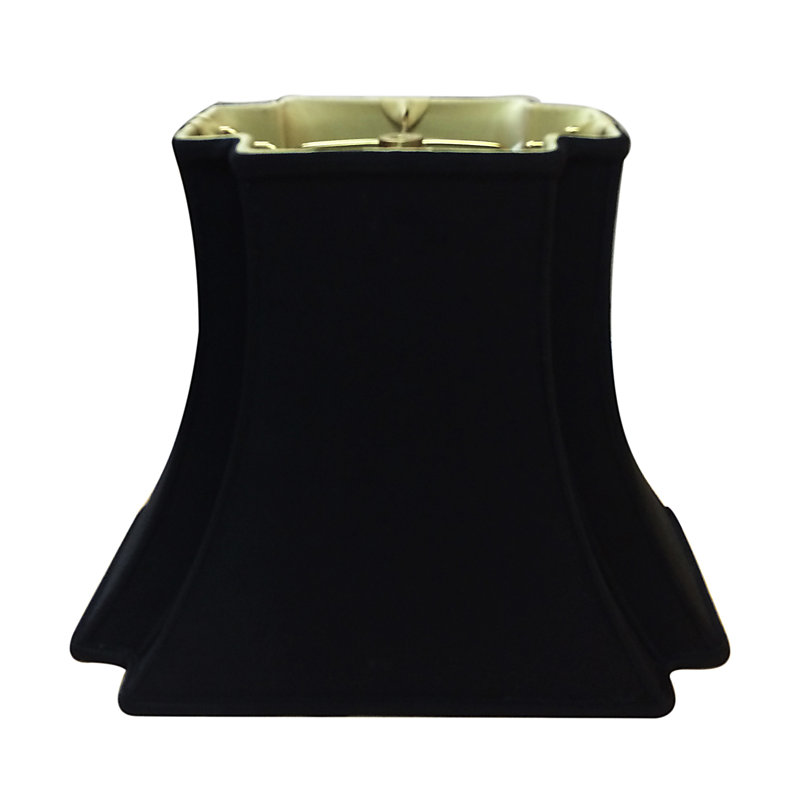 Abat-jour cloche en soie / shantung (araignée), Noir / doré, H 8,5 po x l 10 po x P 10 po