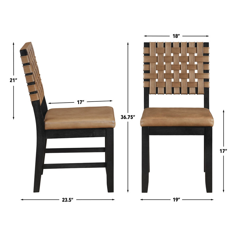 Chaise d'appoint rembourrée Reid, Brun selle, Noir