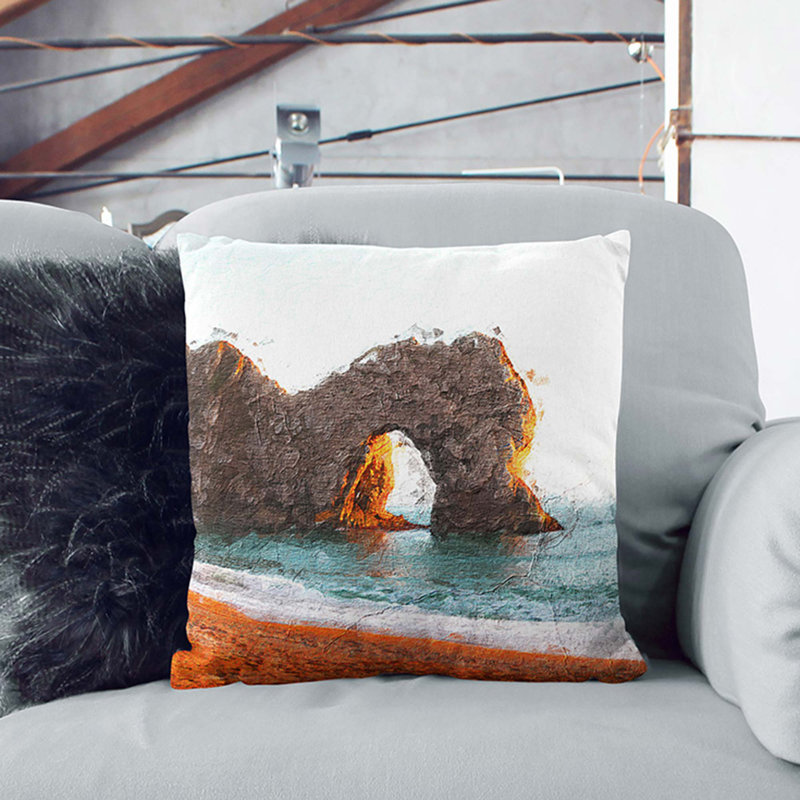 Square Cushion, 55cm H x 55cm W x 20cm D, Brown/Orange/Turquoise