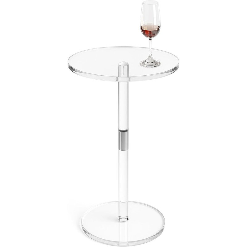 Table d'appoint ronde transparente en acrylique, table à boissons moderne pour petits espaces