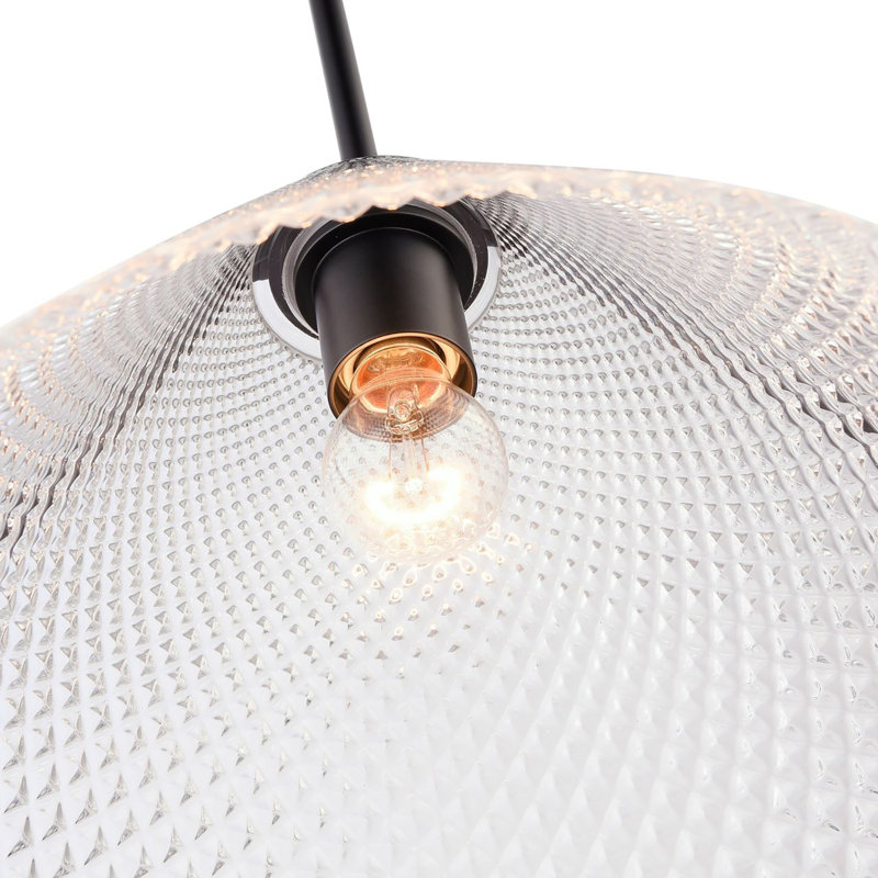 Baltic - Luminaire suspendu - 1 lumière - Laiton / Noir - Abat-jour en verre, Noir