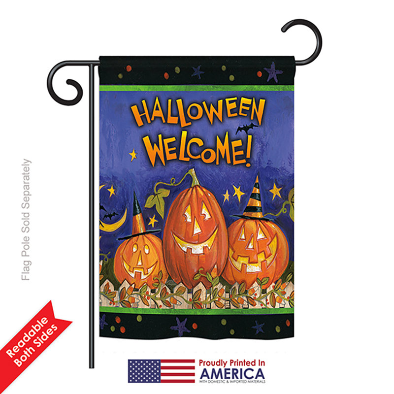Drapeau de jardin 2 côtés en polyester 1 x 1,5 pi halloween welcome automne