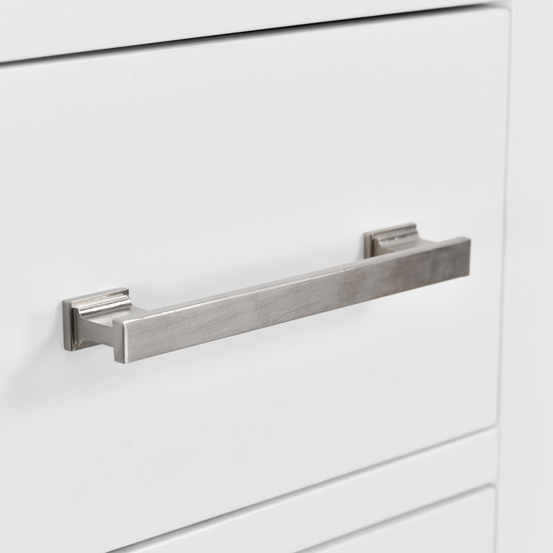 Angela X P 22 po D Meuble-lavabo simple avec comptoir, Blanc, Nickel brossé