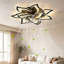 Ventilateur de plafond moderne à motif floral avec éclairage intégré, ventilateur de plafond discret avec télécommande pour chambre, ventilateur de plafond encastré avec éclairage DEL à intensité variable, 6 vitesses, éclairage de plafond avec minuterie