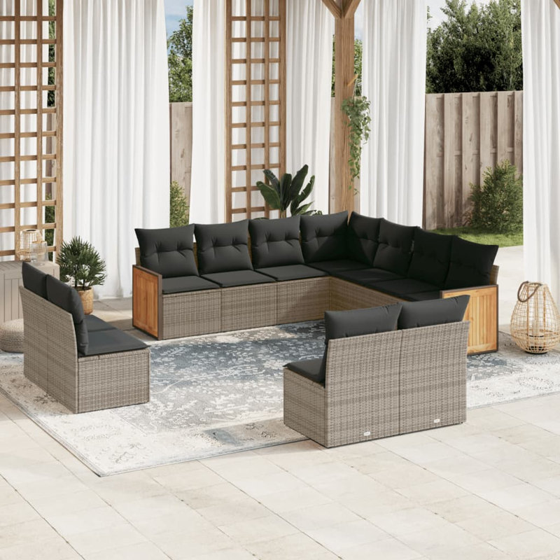 Ensemble de canapé de jardin Vidaxl, Gris, Gris