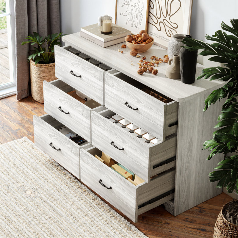 Commode double 6 tiroirs Norine, Gris