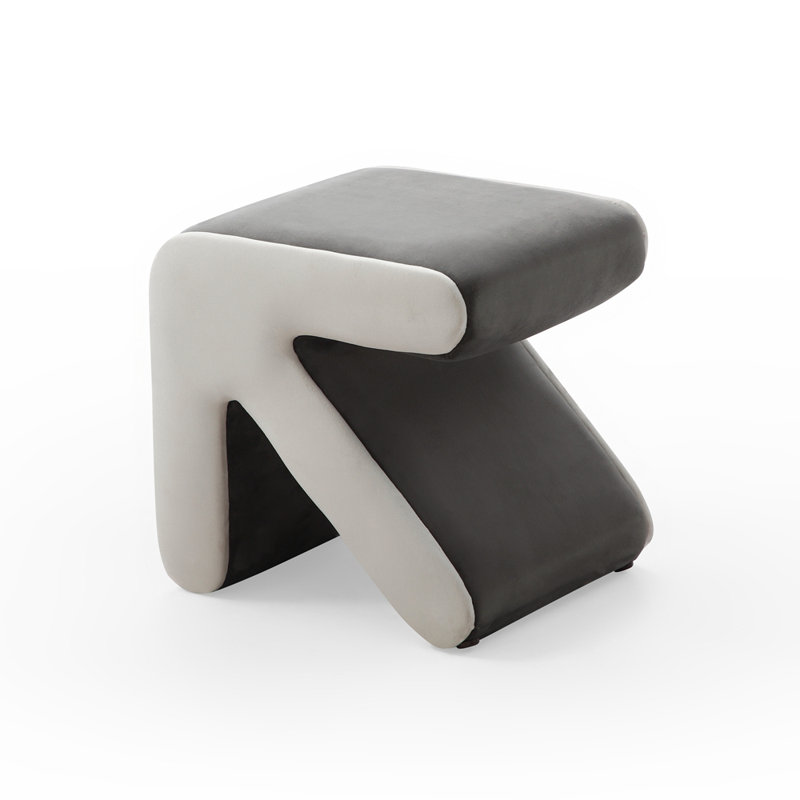 Repose-pieds de velours de 13,8 po Deylin, Velours gris