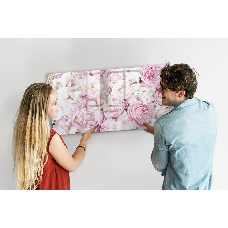 Magnetic Memo Board Whiteboard - 120 x 60 cm - With Marker and Magnets - Decorative flowers