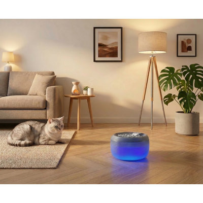 Fontaine à grande capacité pour chat, 118 oz / 3,5 L avec niveau de lumière DEL, facile à nettoyer, multi-filtration, sans BPA, automatique pour chats et chiens